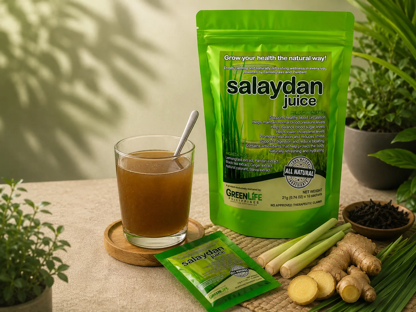Prepared Salaydan Juice with sachet and pouch